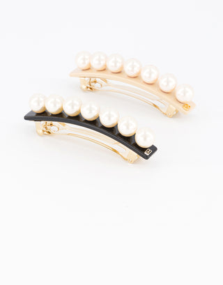 Pearl and acetate barette