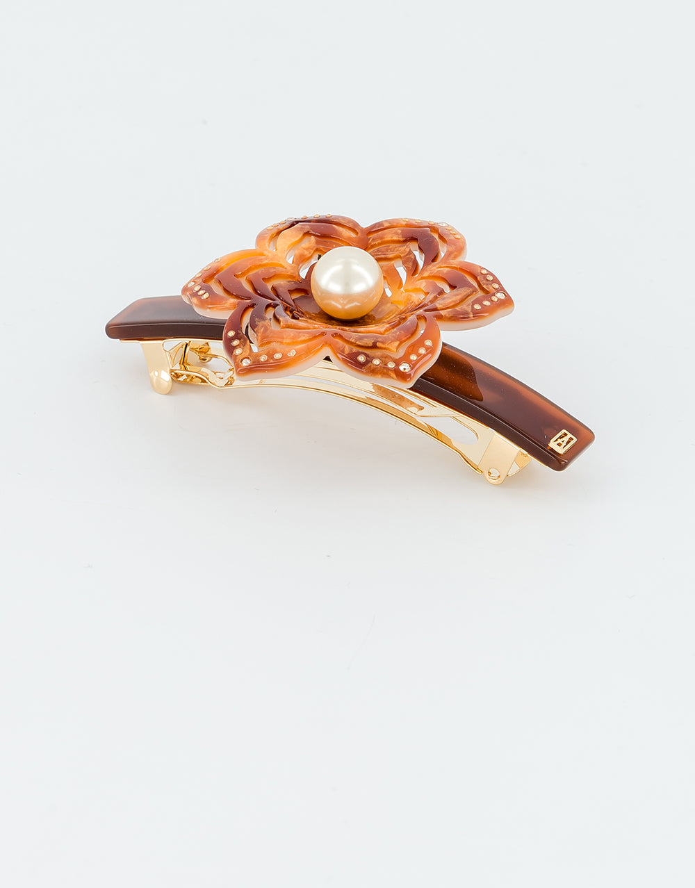 Aphrodite Flower and Pearl Acetate Barette