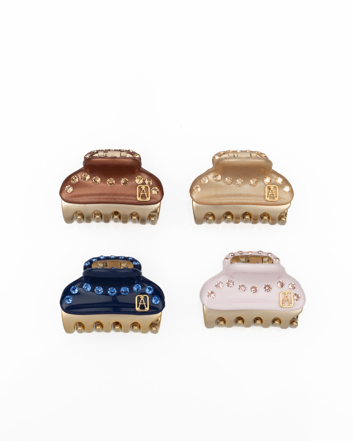 Small Crystal Vendome Hair Claw Clip Set of 4