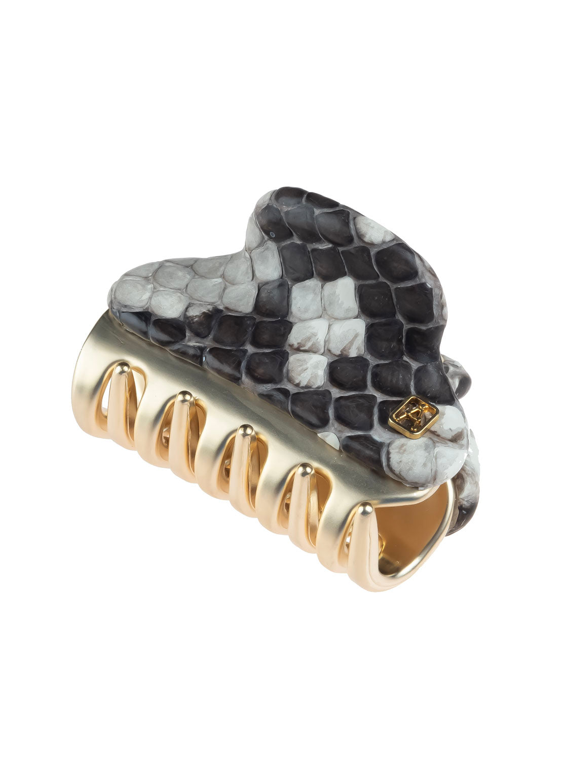 Python Leather Vendome Small Hair Claw Clip