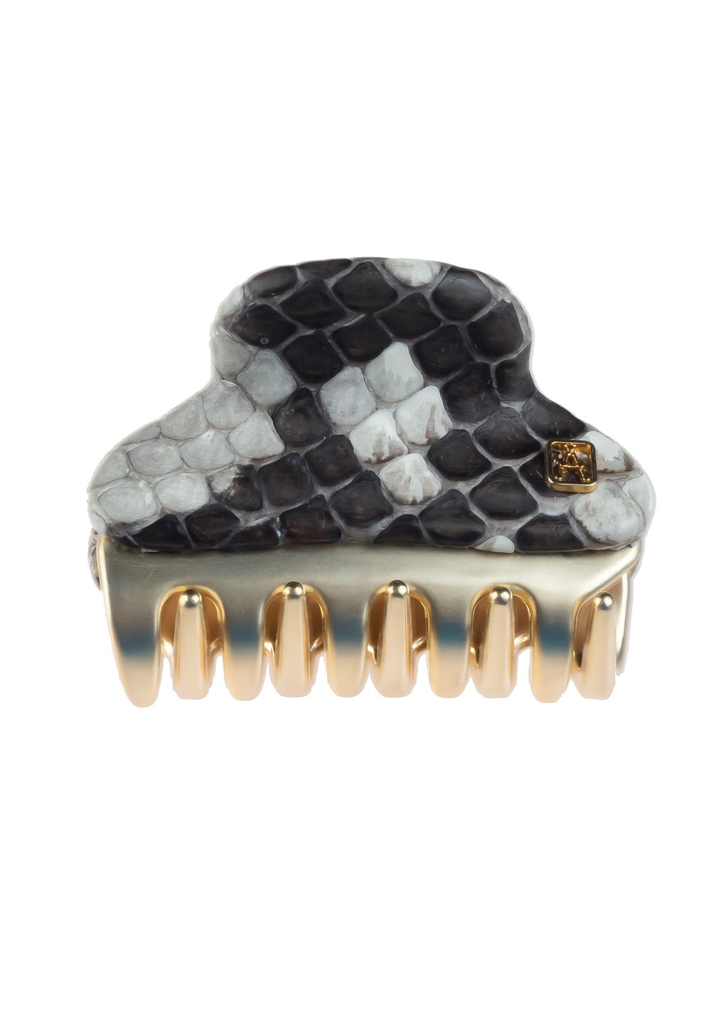 Python Leather Vendome Small Hair Claw Clip