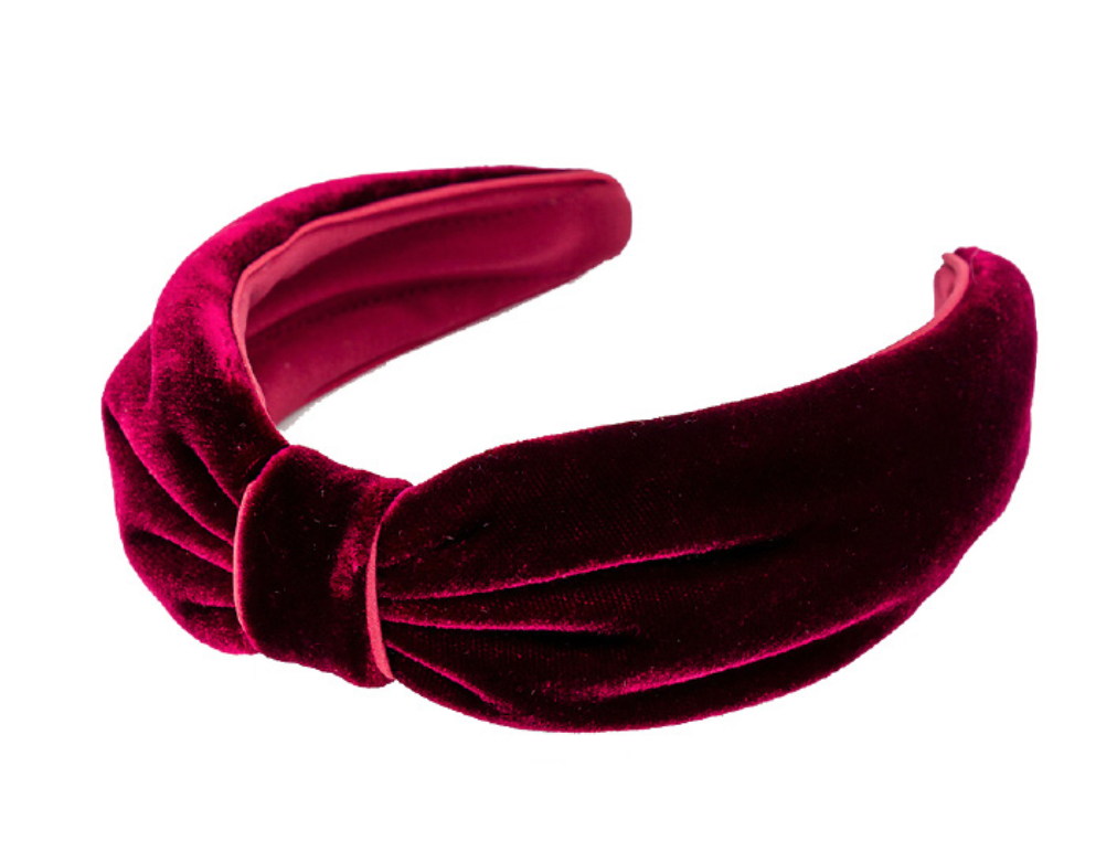 Adele Pleated Burgundy Velvet Headband