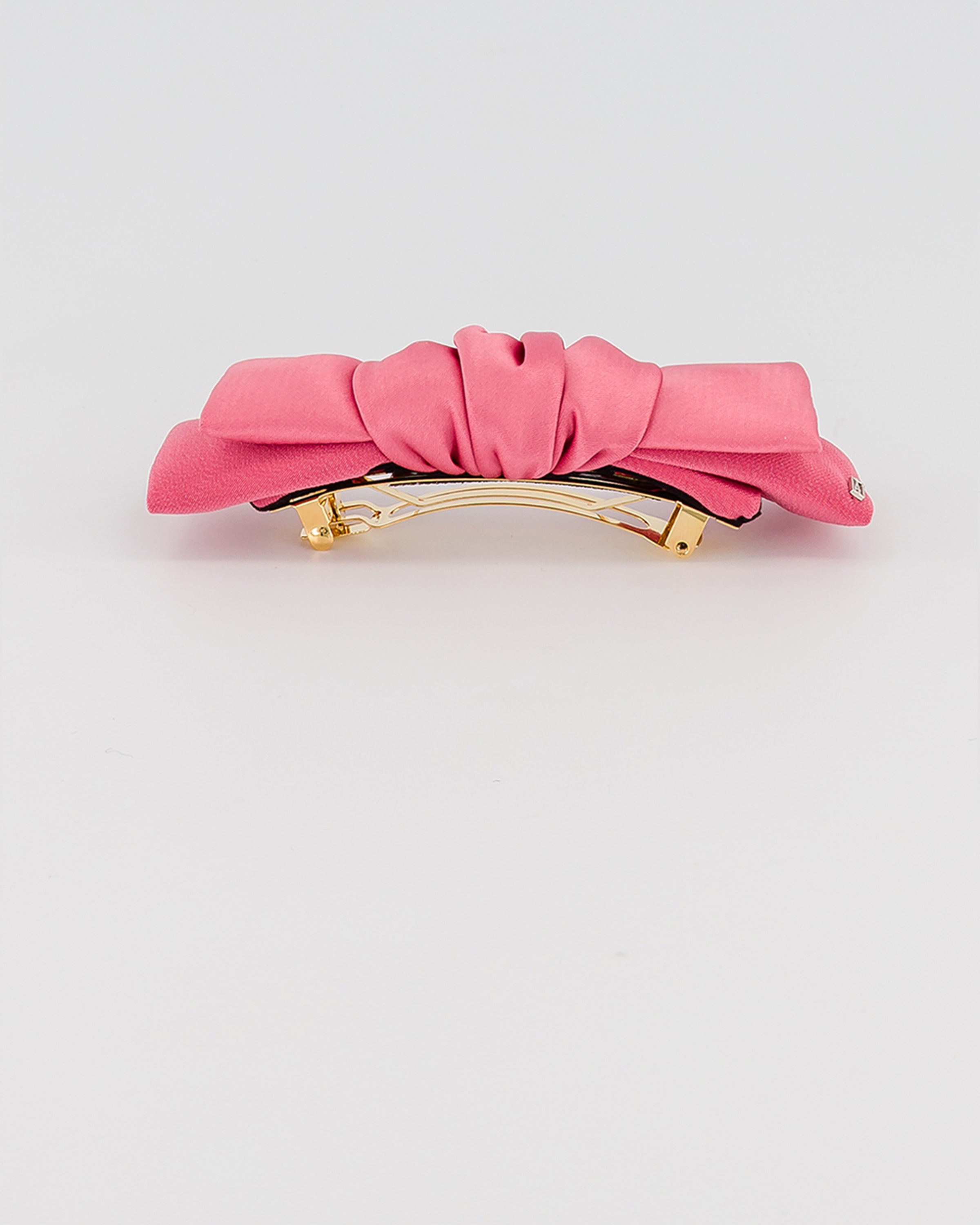 Silk pink bow hair barette