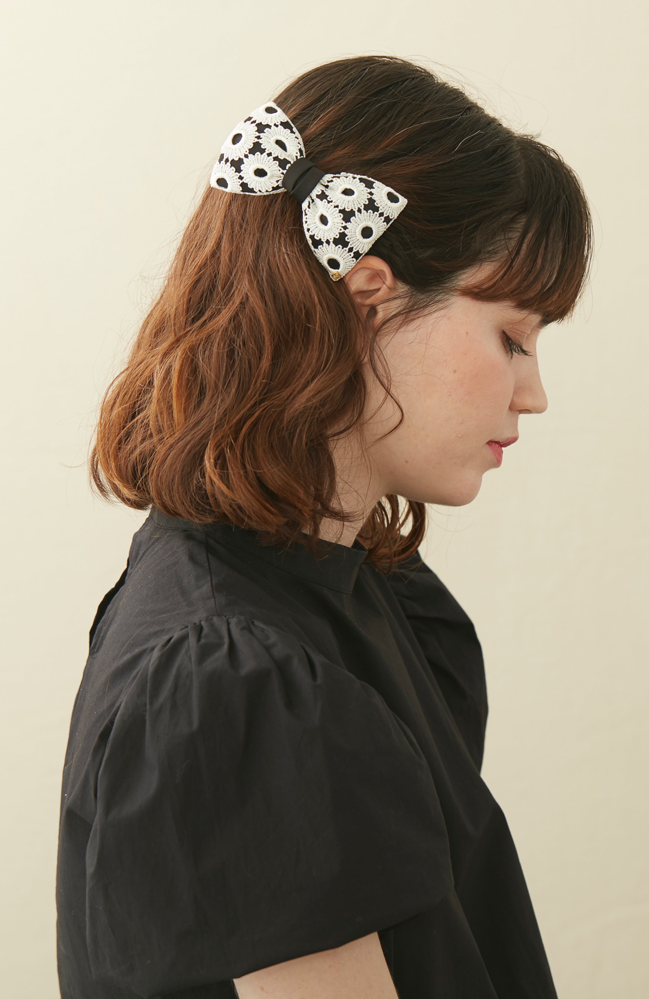 Eyelet Lace Bow Barrette