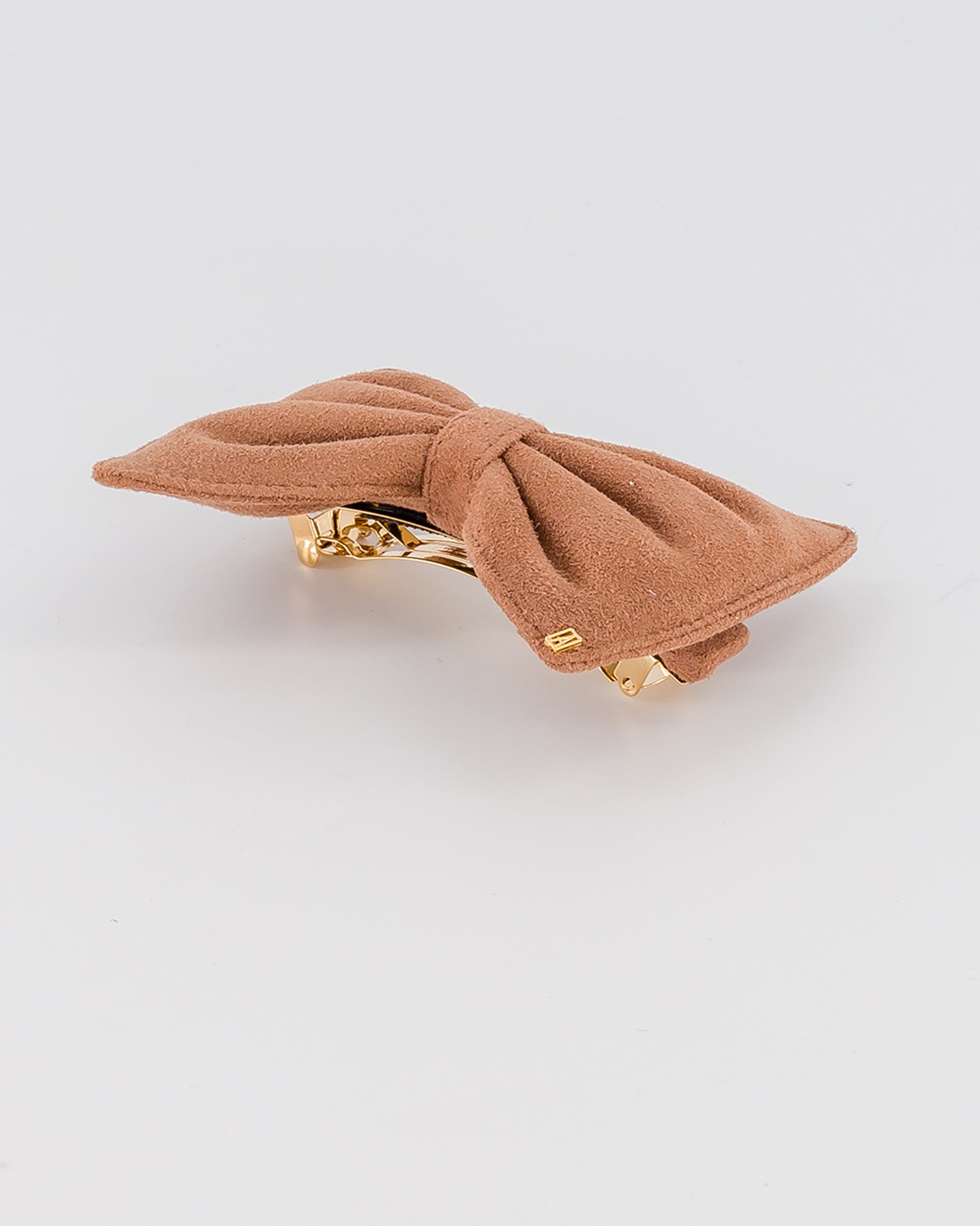 Suede hair bow barette