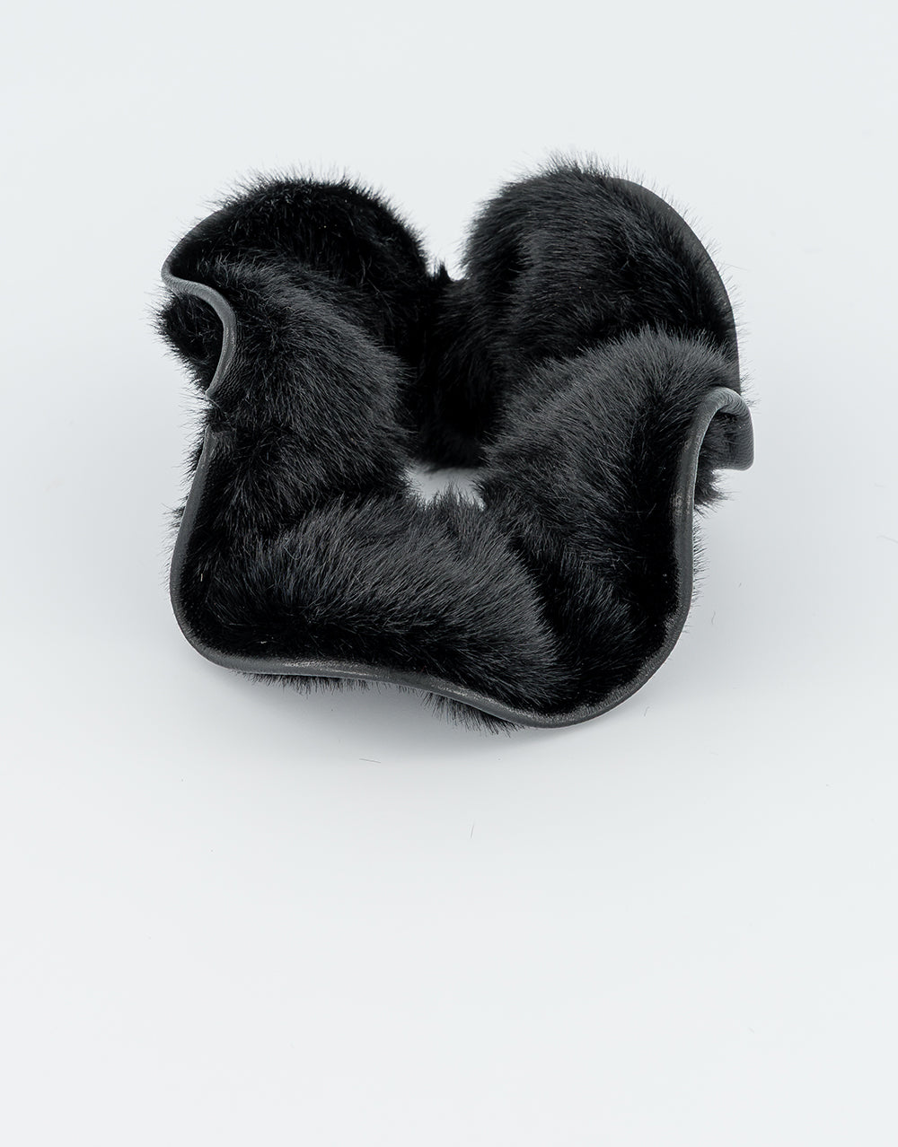 Blizzard Faux Fur and Leather Scrunchie