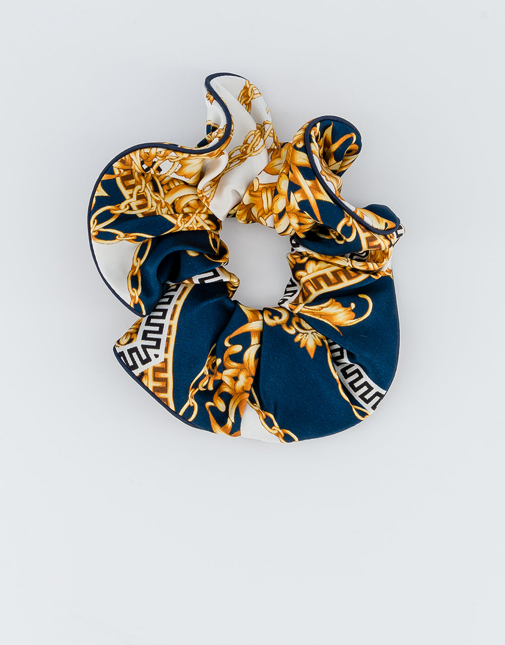 Marine Printed Silk Scrunchie