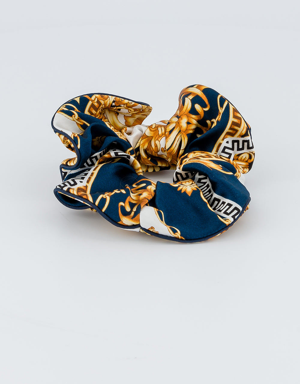 Marine Printed Silk Scrunchie