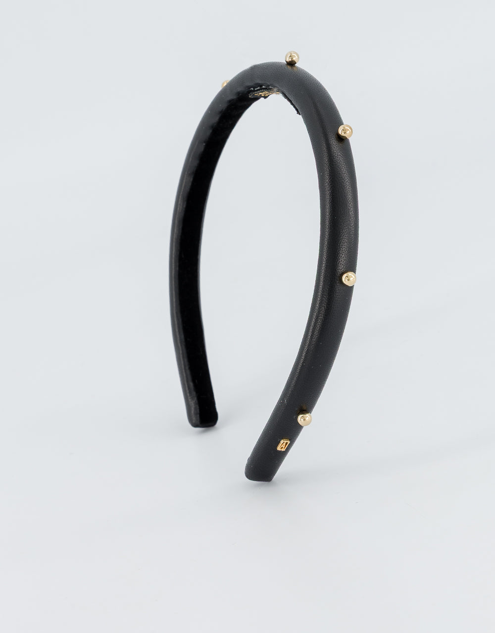 Belle de Jour Leather and Gold Studs Headband