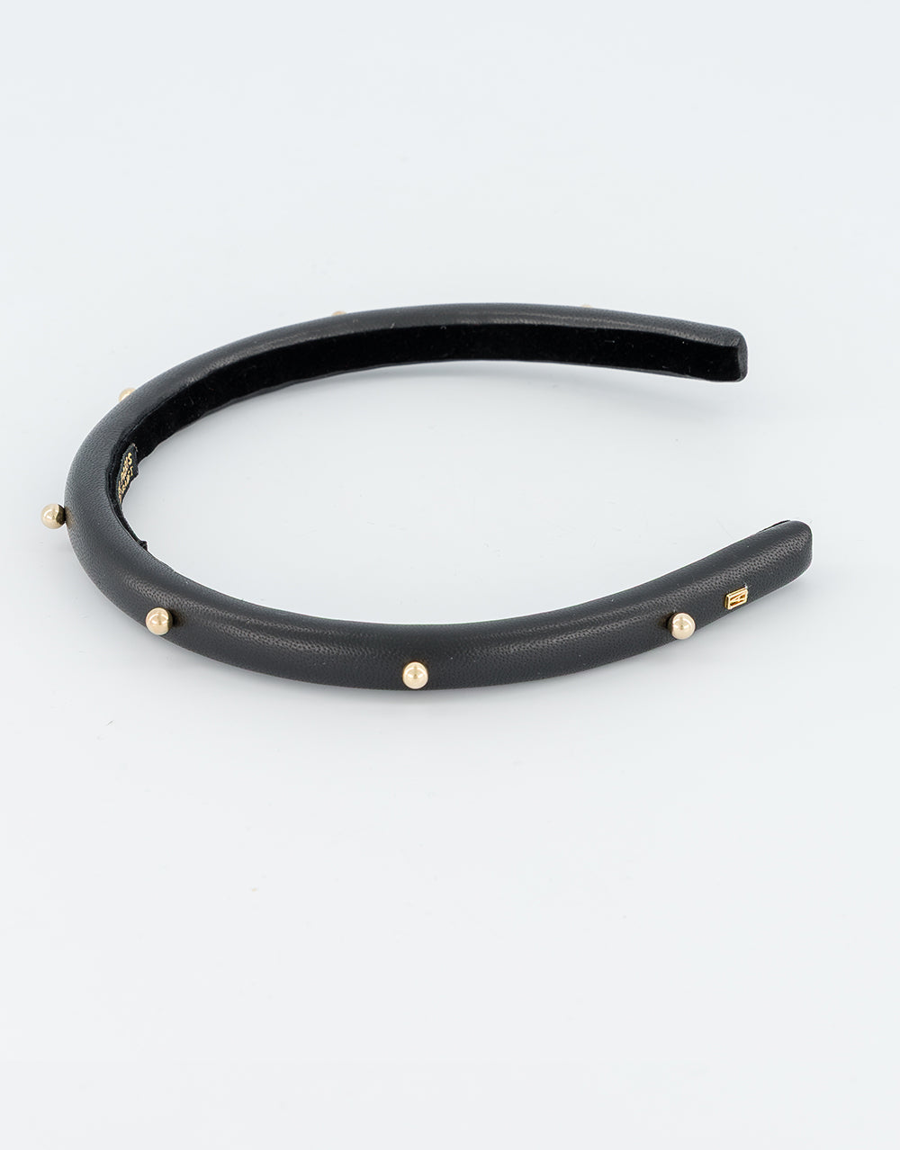 Belle de Jour Leather and Gold Studs Headband