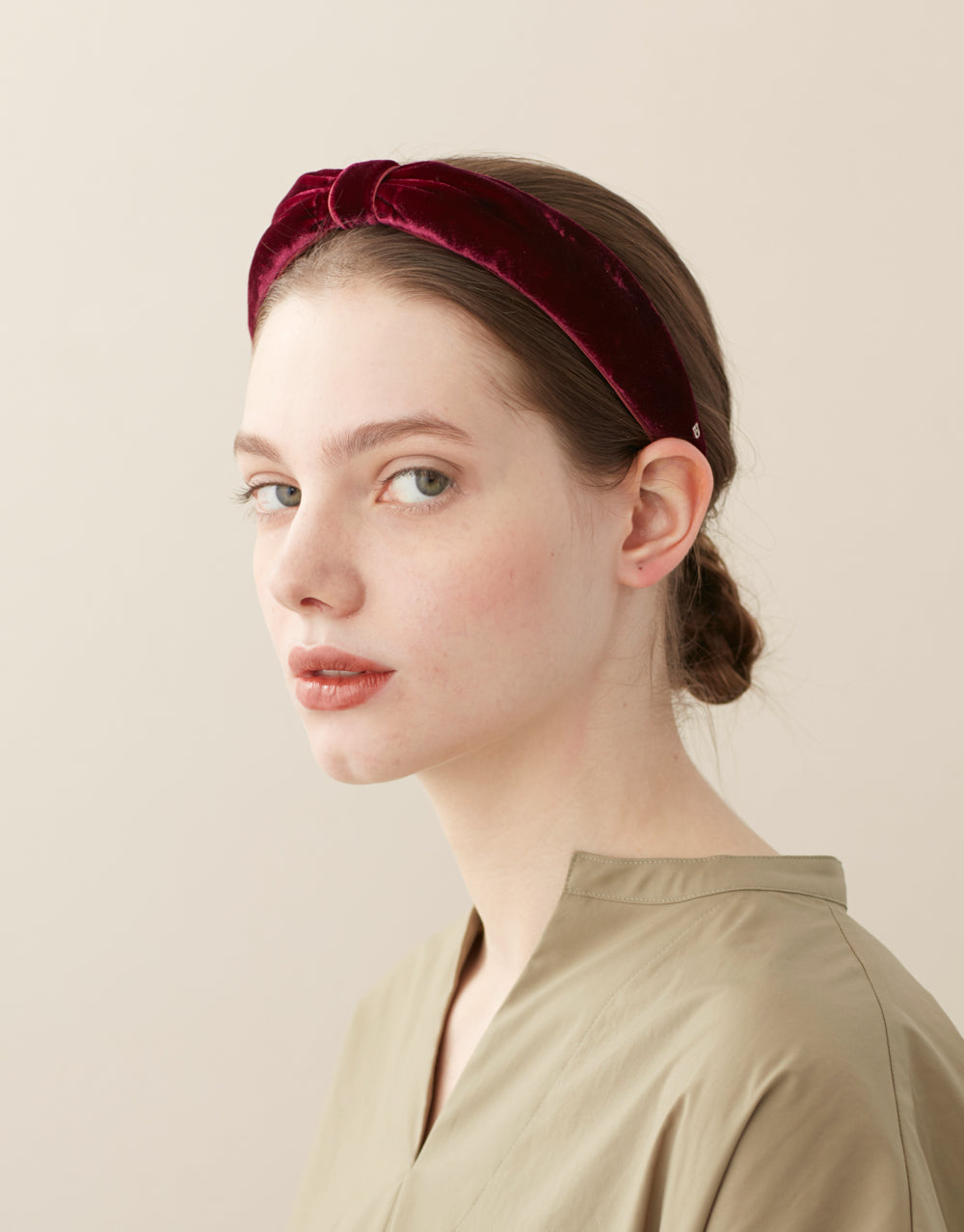 Adele Pleated Burgundy Velvet Headband