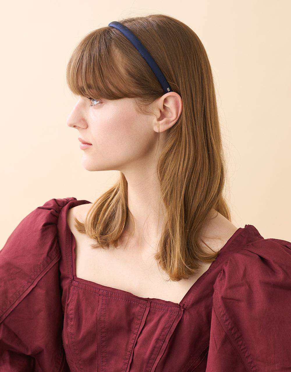 Thin Navy Silk Headband